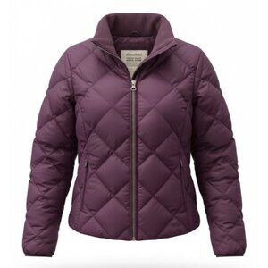 Eddie Bauer Burgundy Premium Down Quilted Puffer Jacket Coat Womens Sz S Casual